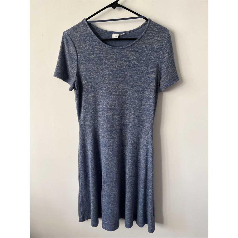 Gap Softspun Short Sleeve Dress Small Blue Casual Minimalist Lounge Normcore